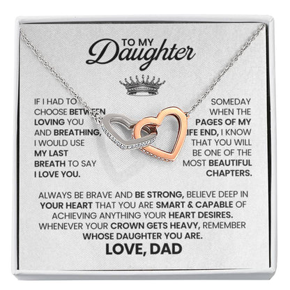 To My Daughter Necklace - Sweetest Daughter Gift from Dad for Birthday Joy & Proud Dad Love - Interlocking Hearts Necklace - Personalize Memories