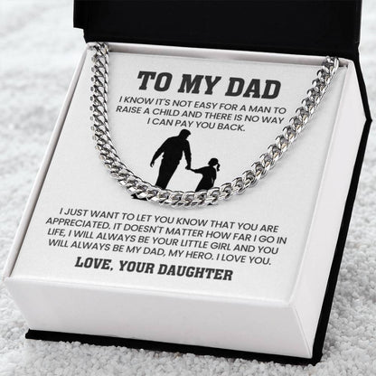 To My Dad Gift from Daughter - My Dad, My Hero - Cuban Link Chain - Personalize Memories