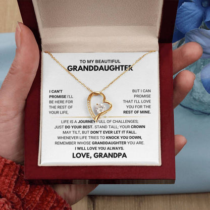 To My Granddaughter Necklace – Jewelry for Granddaughter on Graduation Birthday Events from Grandpa – Forever Love Necklace - Personalize Memories