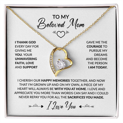 To My Beautiful Mom - I Thank God Every Day for Giving Me You - Forever Love Necklace - Personalize Memories