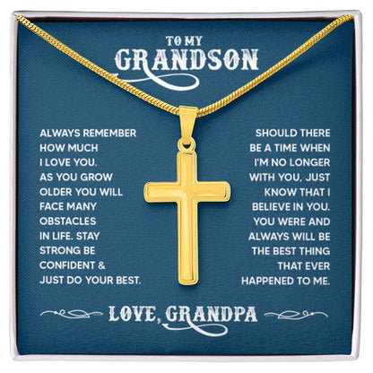 To My Grandson - Always remember how much I love you Dad - Artisan Cross Necklace - Personalize Memories