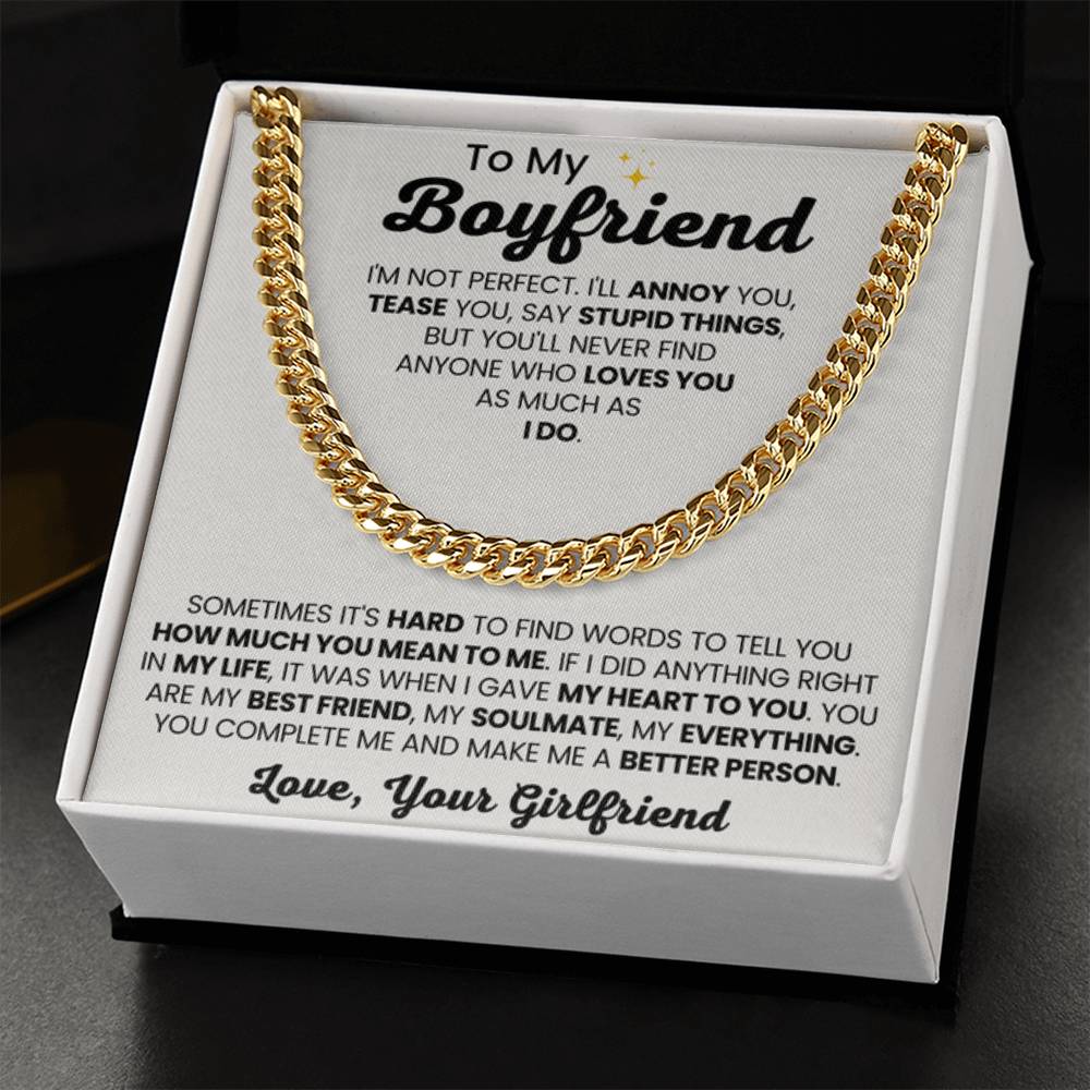 Cuban Link Chain for Boyfriend - Birthday, Anniversary Gift from Girlfriend - Personalize Memories