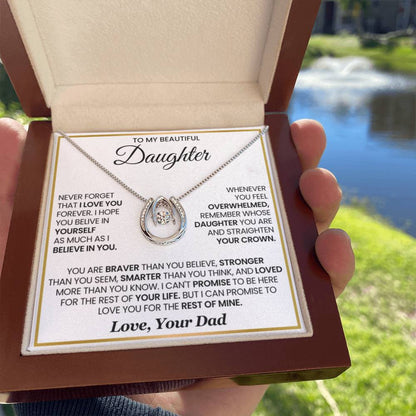 To My Daughter Necklace - Heartwarming Gift from Dad for Daughter’s Birthday & Meaningful Achievements - Lucky In Love Necklace - Personalize Memories