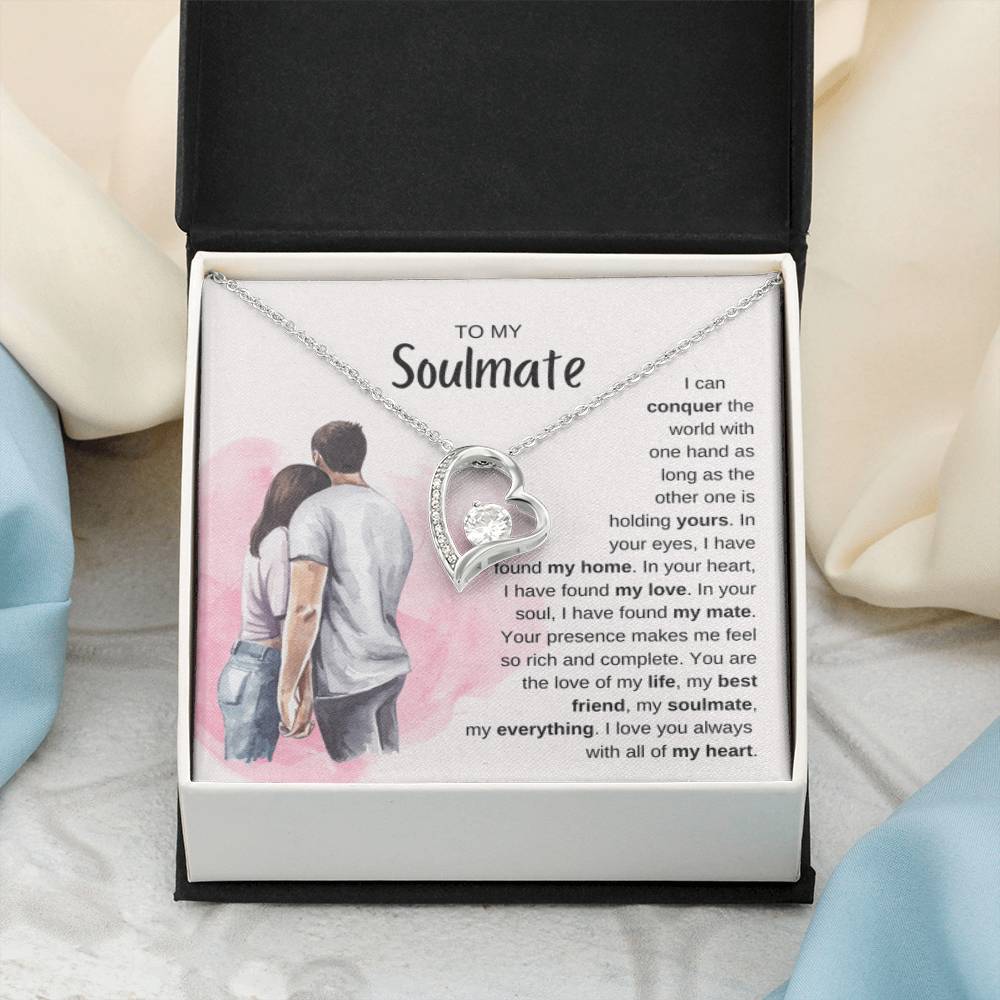 To My Soulmate Necklace - Soulmate Jewelry Gift for Valentine’s Day, Birthday & Romantic Celebrations - Forever Love Necklace - Personalize Memories