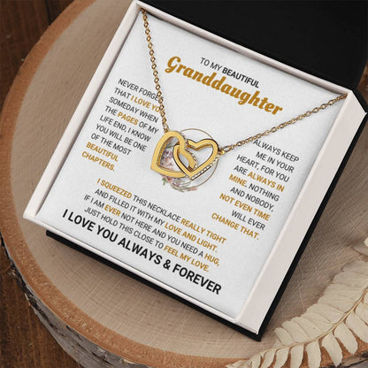 To My Granddaughter Necklace – Jewelry Gift for Granddaughter on Graduation & Birthday – Interlocking Hearts Necklace - Personalize Memories
