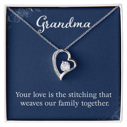 Grandma - Your love is the stitching - Gift for Grandmother Grandma - Forever Love Necklace - Personalize Memories