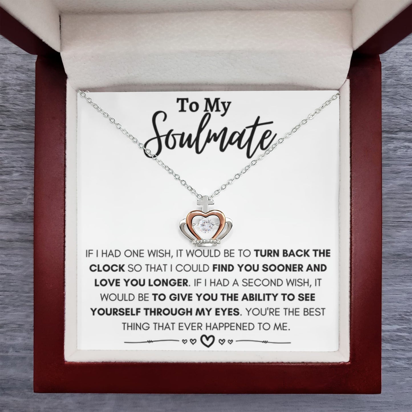 To My Soulmate Necklace - Gift for Romantic Celebrations & Appreciation Days - Crown Pendant Necklace - Personalize Memories
