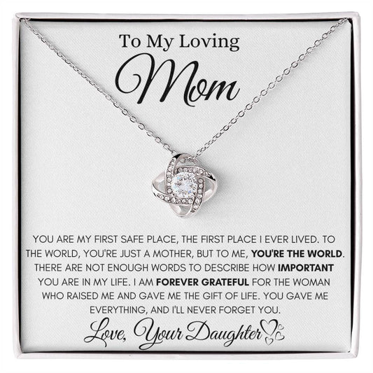 To My Loving Mom - I'm Forever Grateful - Love Knot Necklace Gift from Daughter - Personalize Memories