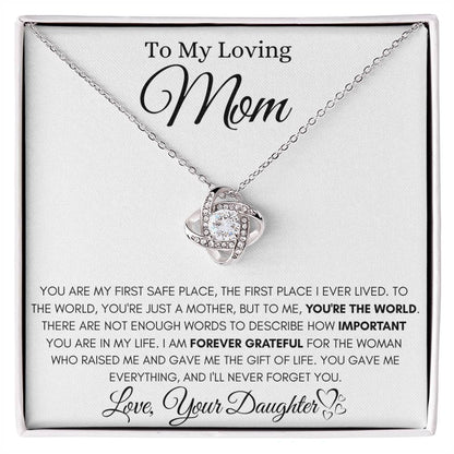 To My Loving Mom - I'm Forever Grateful - Love Knot Necklace Gift from Daughter - Personalize Memories