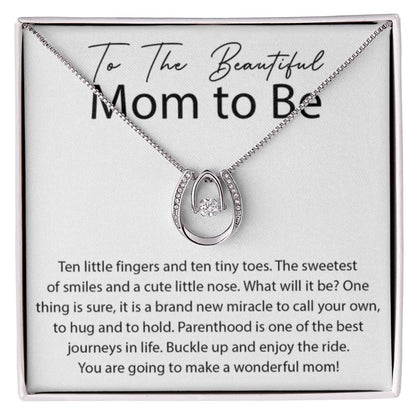 To The Beautiful Mom To Be - Lucky In Love Necklace - Personalize Memories