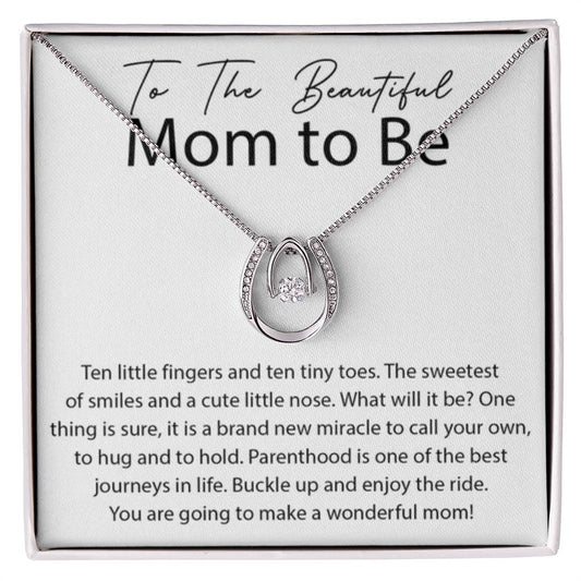 To The Beautiful Mom To Be - Lucky In Love Necklace - Personalize Memories