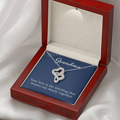 Grandma - Your love is the stitching - Gift for Grandmother Grandma - Heart-to-heart Pendant Necklace - Personalize Memories