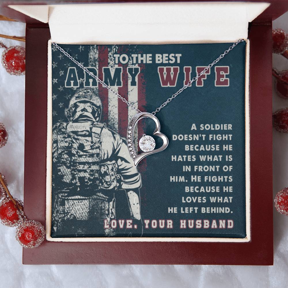 To The Best Army Wife Gift from Husband - Forever Love Necklace - Personalize Memories