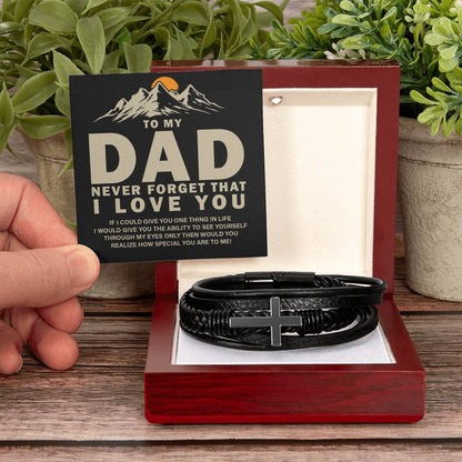 To My Dad - Never forget that I love you - Men's Cross Bracelet - Personalize Memories