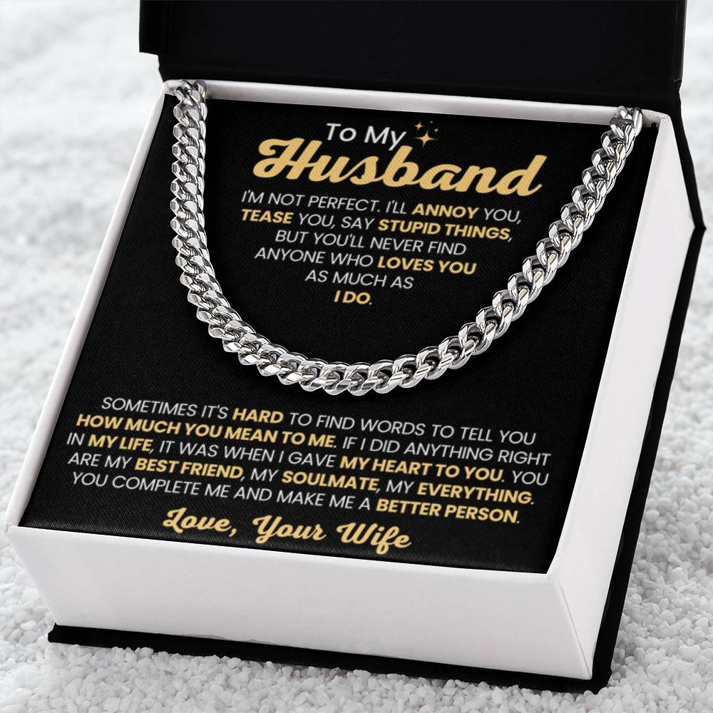 To My Amazing Husband - You're My Everything - Cuban Link Chain Gift from Wife to Husband - Personalize Memories