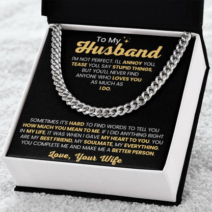 To My Amazing Husband - You're My Everything - Cuban Link Chain Gift from Wife to Husband - Personalize Memories