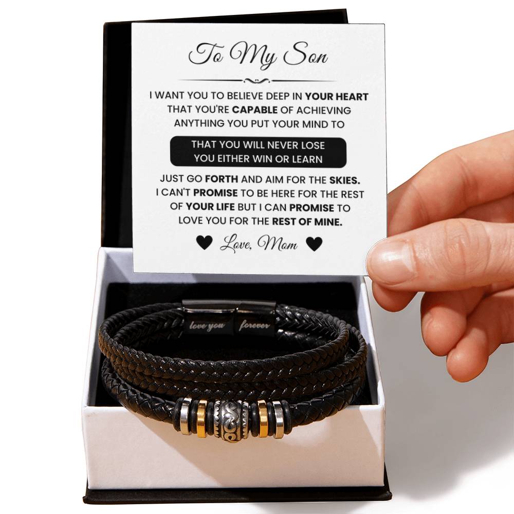 Gift for Son from Mom – Christmas, Graduation – Love You Forever Bracelet - Personalize Memories