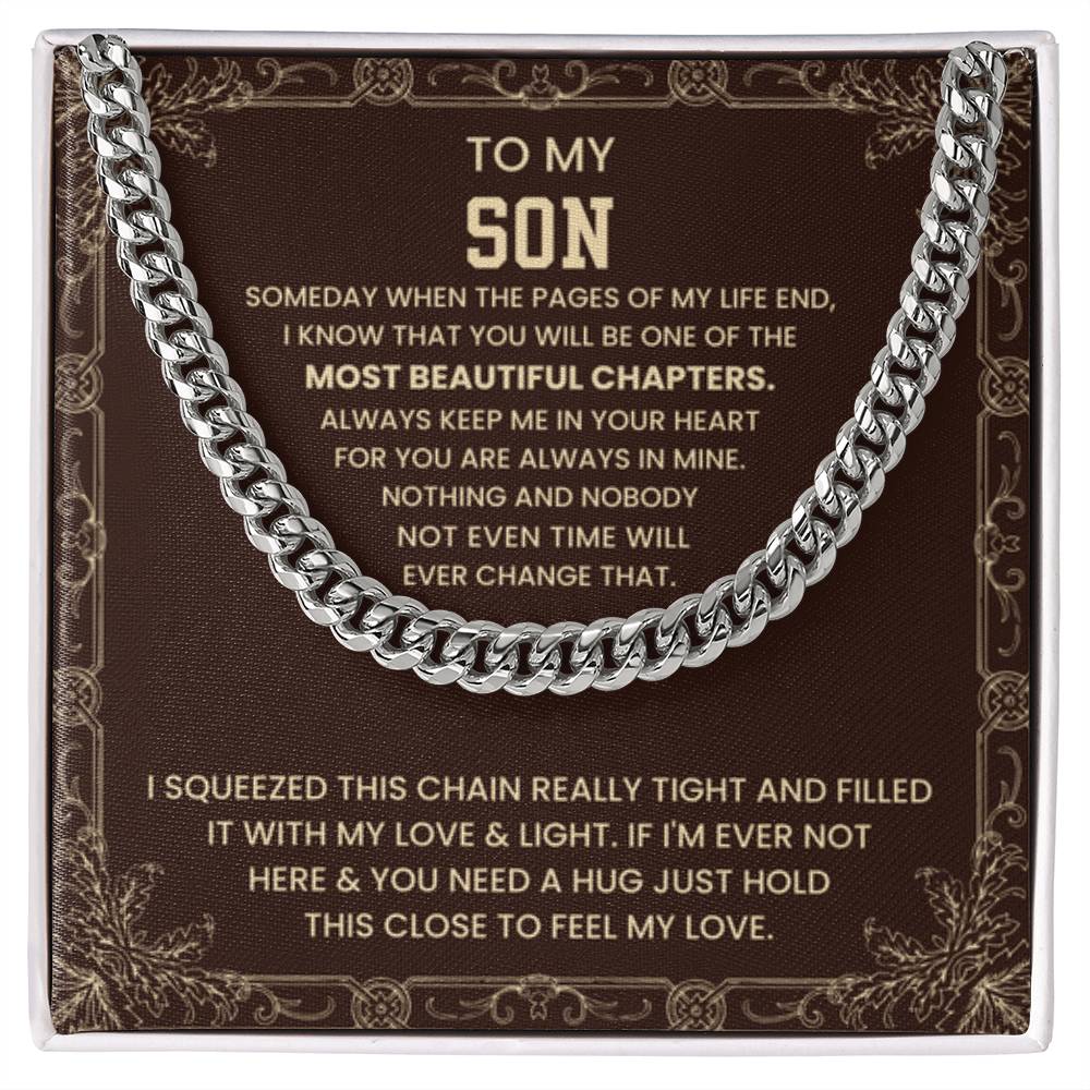 To My Son Necklace - Just hold the close to feel my love - Cuban Link Chain - Personalize Memories