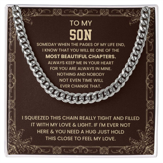 To My Son Necklace - Just hold the close to feel my love - Cuban Link Chain - Personalize Memories