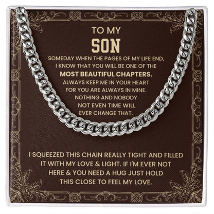 To My Son Necklace - Just hold the close to feel my love - Cuban Link Chain - Personalize Memories