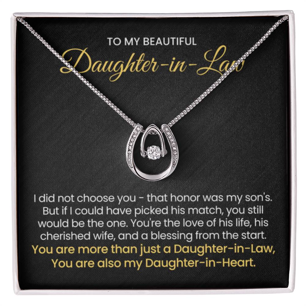 To My Daughter In Law - You are also my Daughter in heart - Lucky In Love Necklace - Personalize Memories