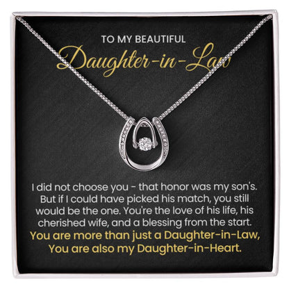To My Daughter In Law - You are also my Daughter in heart - Lucky In Love Necklace - Personalize Memories