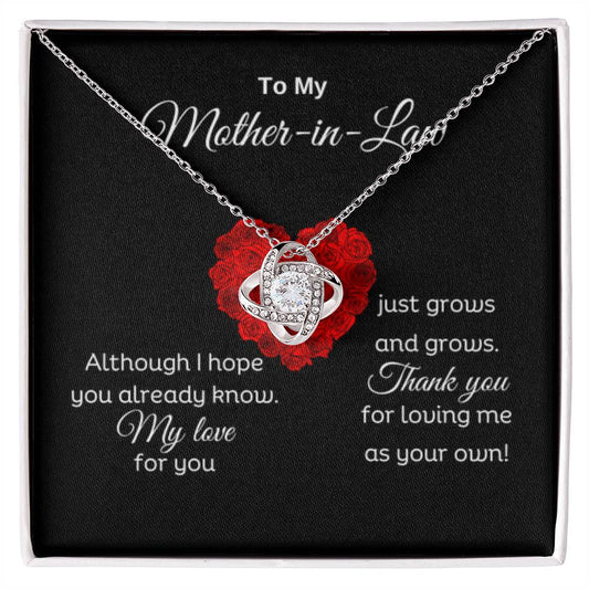 To My Mother In Law - Thank you for loving me as your own - Love Knot Necklace - Personalize Memories