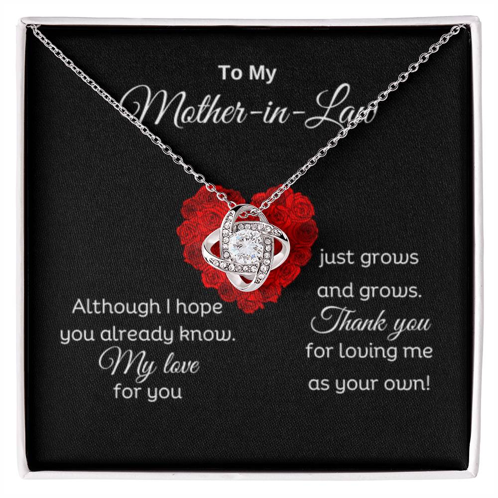 To My Mother In Law - Thank you for loving me as your own - Love Knot Necklace - Personalize Memories
