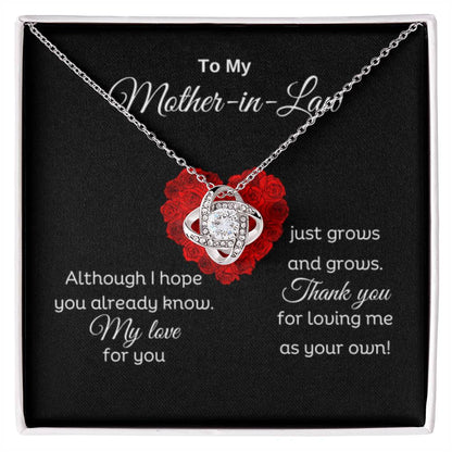 To My Mother In Law - Thank you for loving me as your own - Love Knot Necklace - Personalize Memories