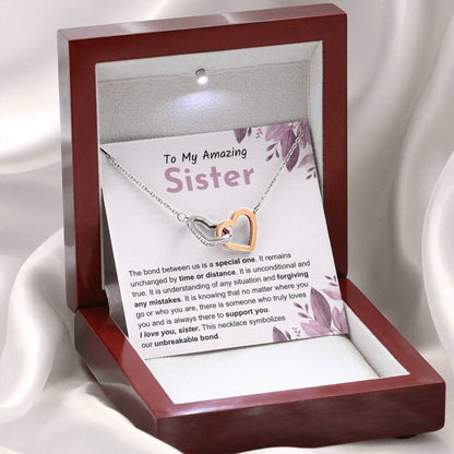 Sentimental Gift for Sister - Interlocking Hearts Necklace - Personalize Memories