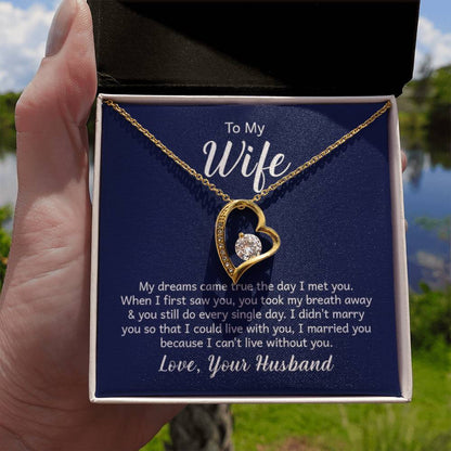 To My Beautiful Wife Necklace - Romantic Anniversary & Valentine’s Day Jewelry Gift from Husband to Wife - Forever Love Necklace - Personalize Memories