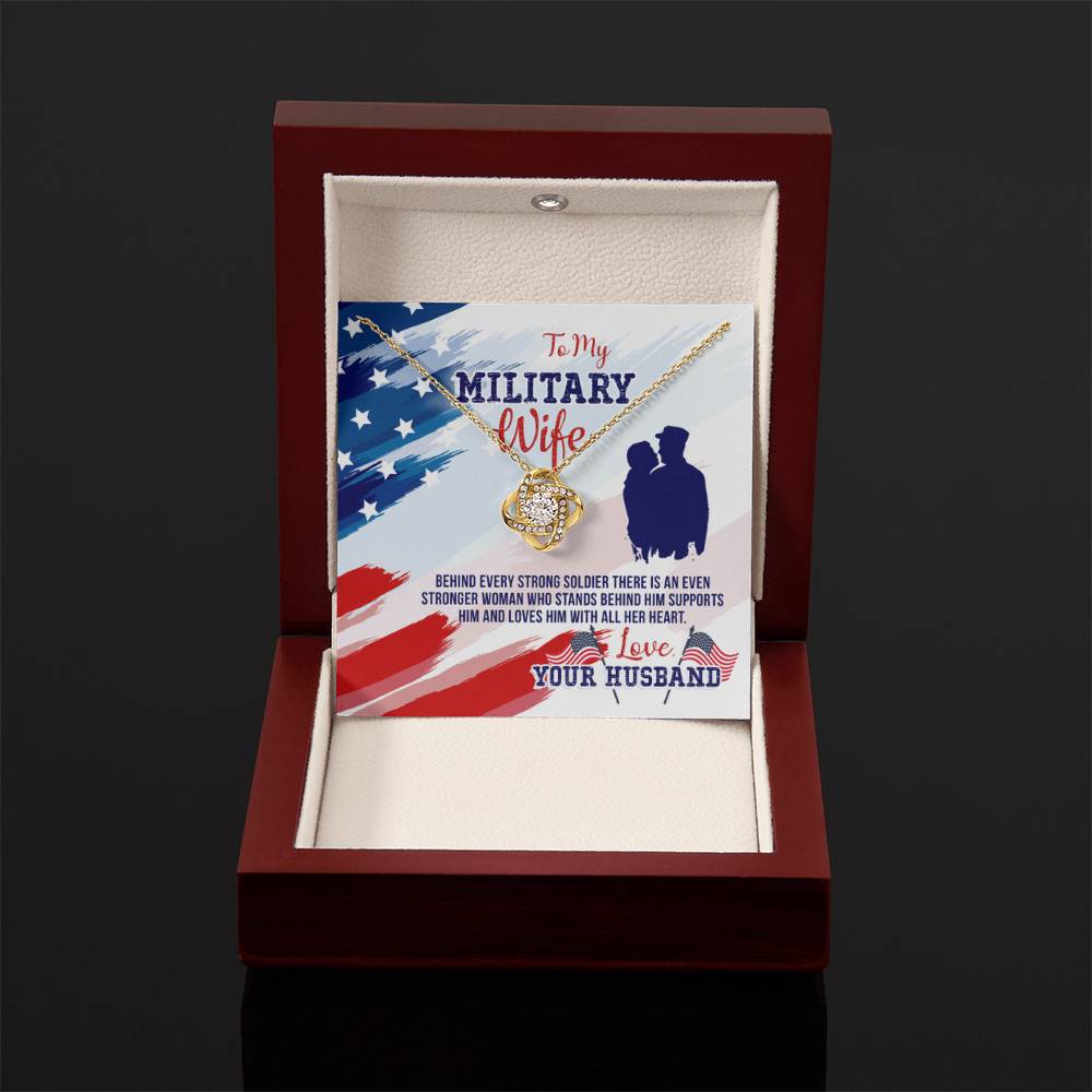 To My Military Wife Gift from Husband - Love Knot Necklace - Personalize Memories