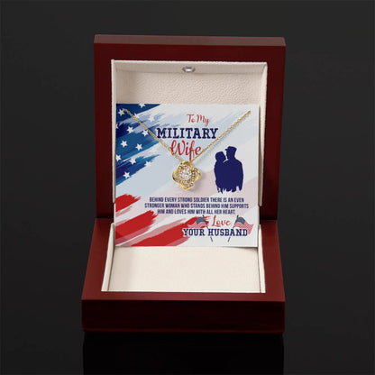 To My Military Wife Gift from Husband - Love Knot Necklace - Personalize Memories