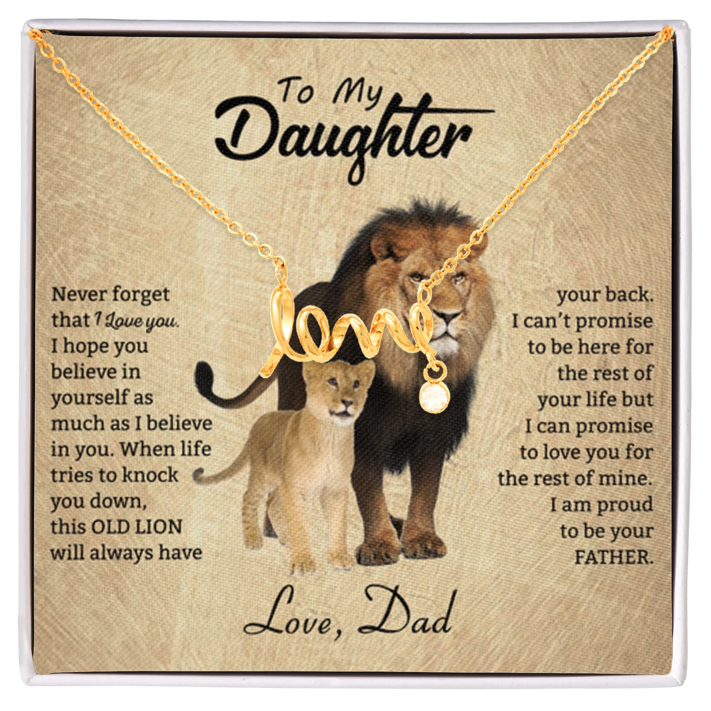 To My Daughter Necklace - Everyday Love Jewelry Gift from Dad for Daughter’s Birthday & Just Because - Scripted Love Necklace - Personalize Memories