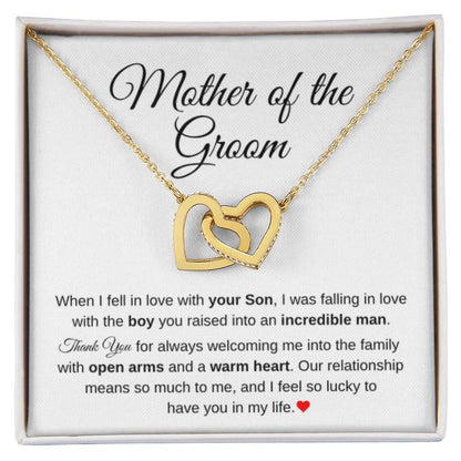 Mother of the Bride Present from Son In Law - Our relationship means so much to me - Interlocking Hearts Necklace - Personalize Memories