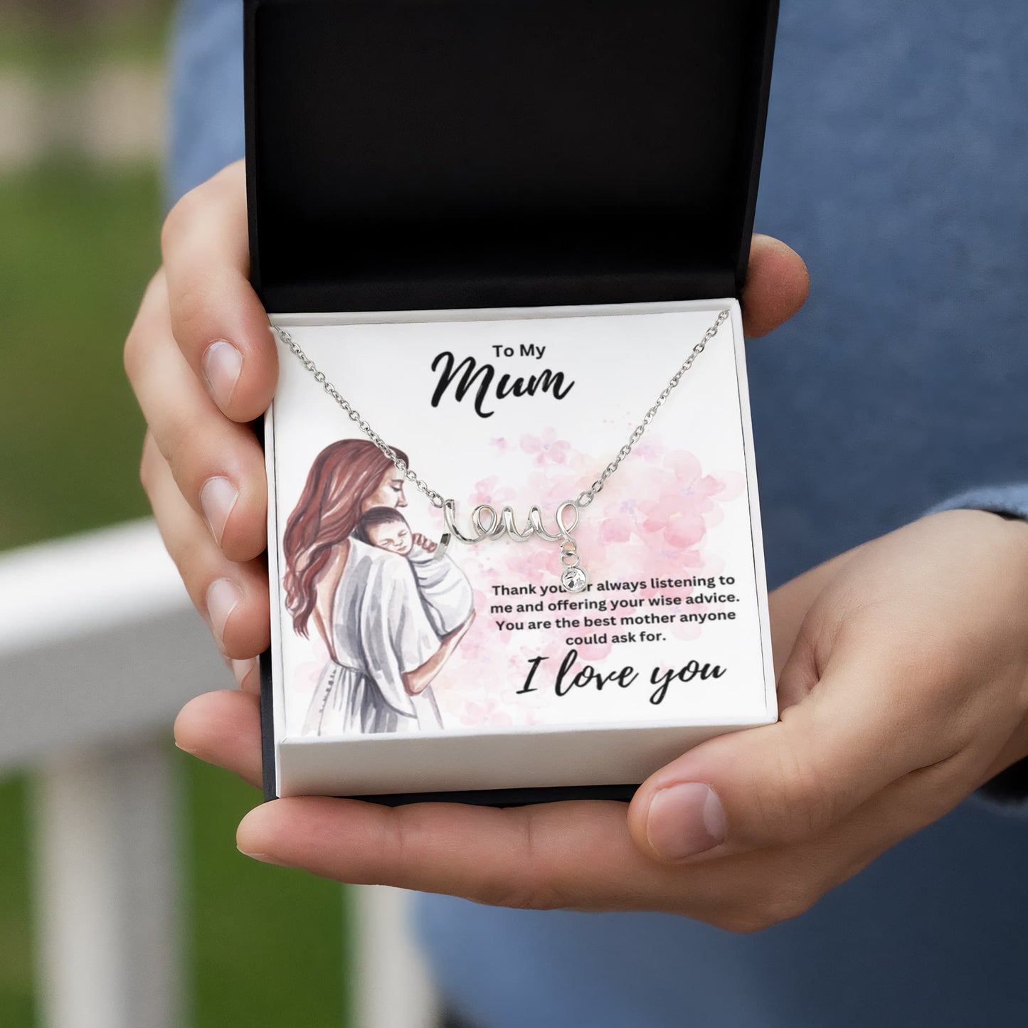 To My Mum - I Love You - Scripted Love Necklace - Personalize Memories