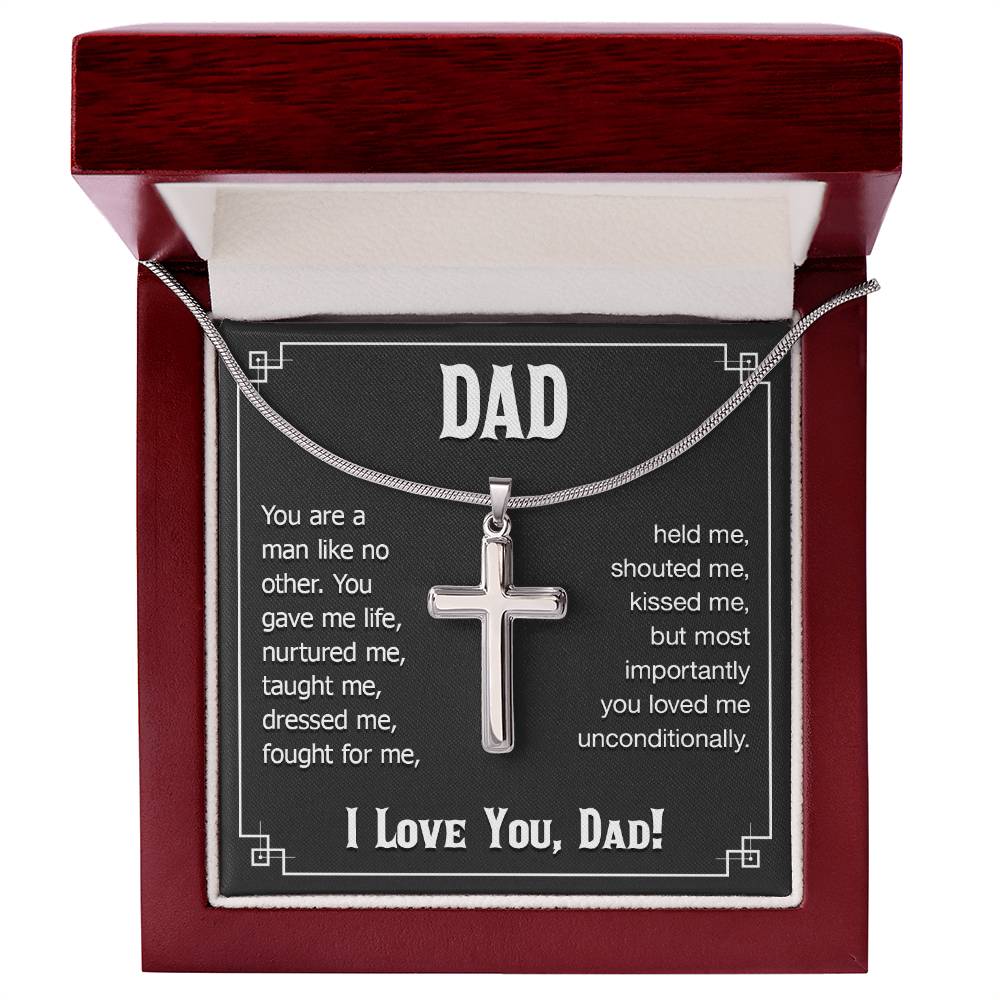 Dad - You are a man like no other - Present for Dad - Artisan Cross Necklace - Personalize Memories