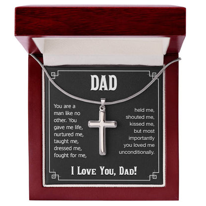Dad - You are a man like no other - Present for Dad - Artisan Cross Necklace - Personalize Memories