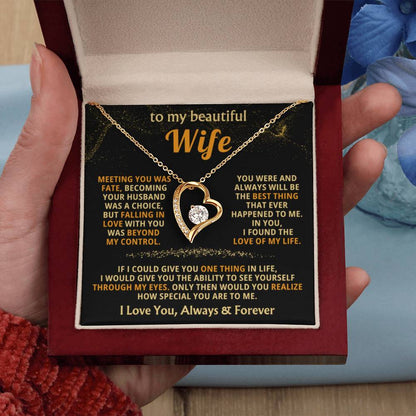 To My Beautiful Wife Necklace - Emotional Love Jewelry Gift from Husband for Valentine’s Day & Birthday Happiness - Forever Love Necklace - Personalize Memories