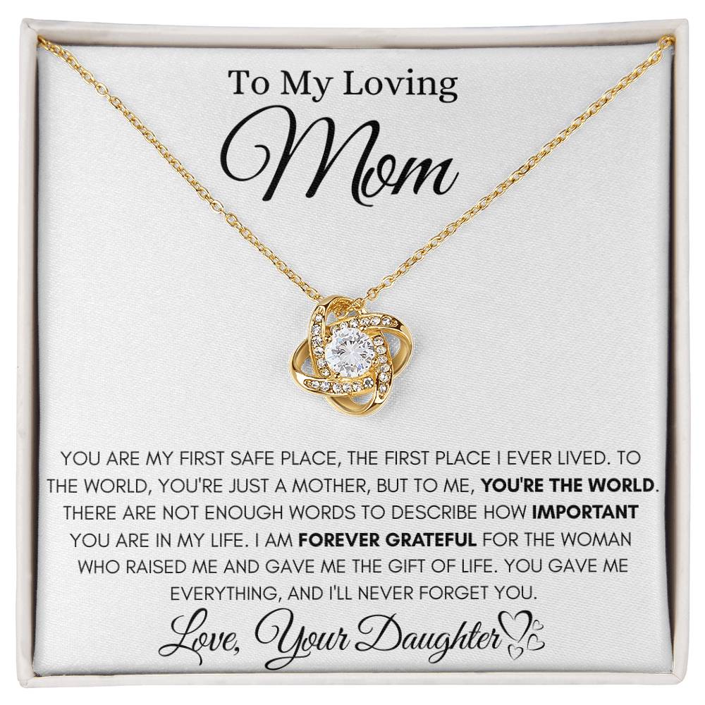 To My Loving Mom - I'm Forever Grateful - Love Knot Necklace Gift from Daughter - Personalize Memories