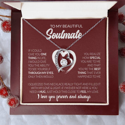 To My Beautiful Soulmate Necklace - Soulmate Necklace Gift for Her for Celebration Days - Forever Love Necklace - Personalize Memories