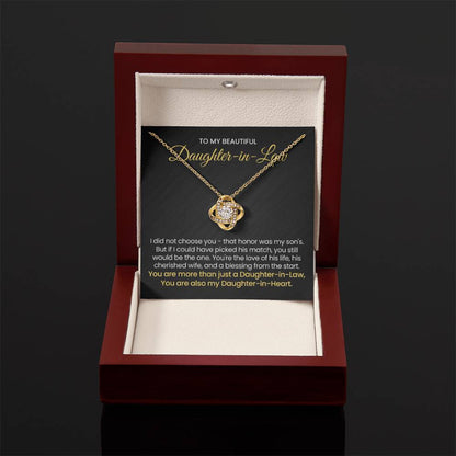 To My Daughter In Law - You are also my Daughter in heart - Love Knot Necklace - Personalize Memories