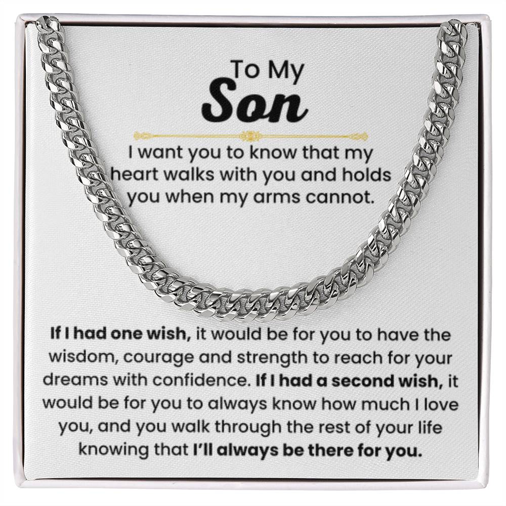 To My Son - If I had one wish - Cuban Link Chain - Gift for Son - Personalize Memories