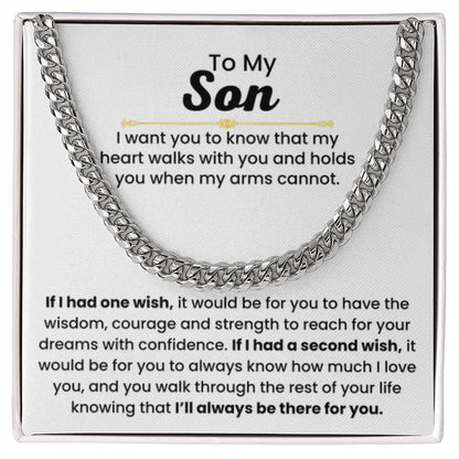 To My Son - If I had one wish - Cuban Link Chain - Gift for Son - Personalize Memories
