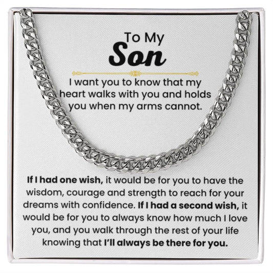 To My Son - If I had one wish - Cuban Link Chain - Gift for Son - Personalize Memories