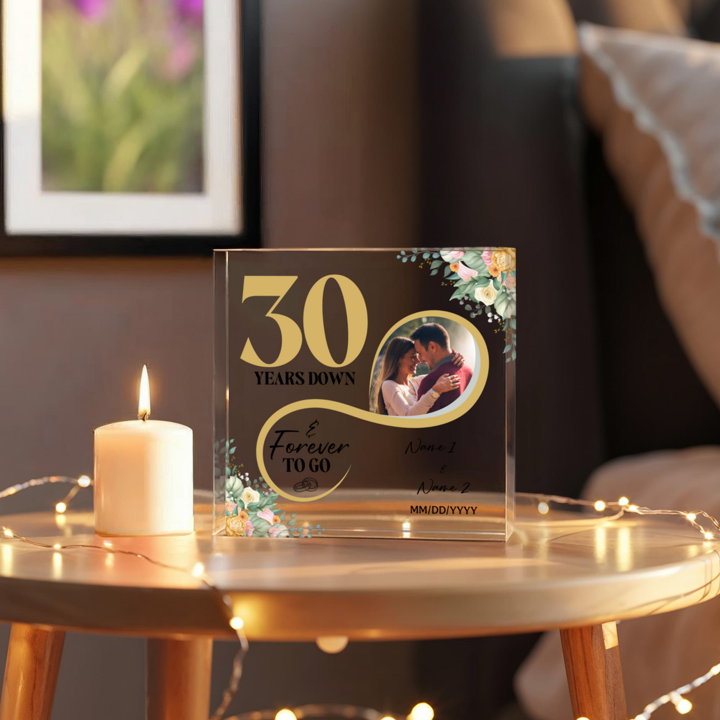 Personalized Acrylic Block, Custom Photo, Happy 30th Wedding Anniversary Gifts, Marriage Gifts, 30 Year Married Gift Wife Husband Present