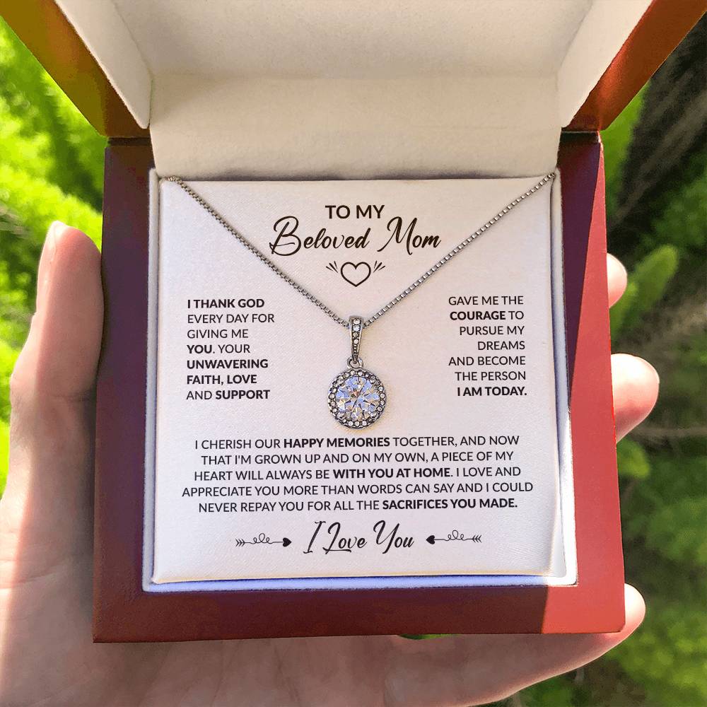 To My Beautiful Mom - I Thank God Every Day for Giving Me You - Eternal Hope Necklace - Personalize Memories