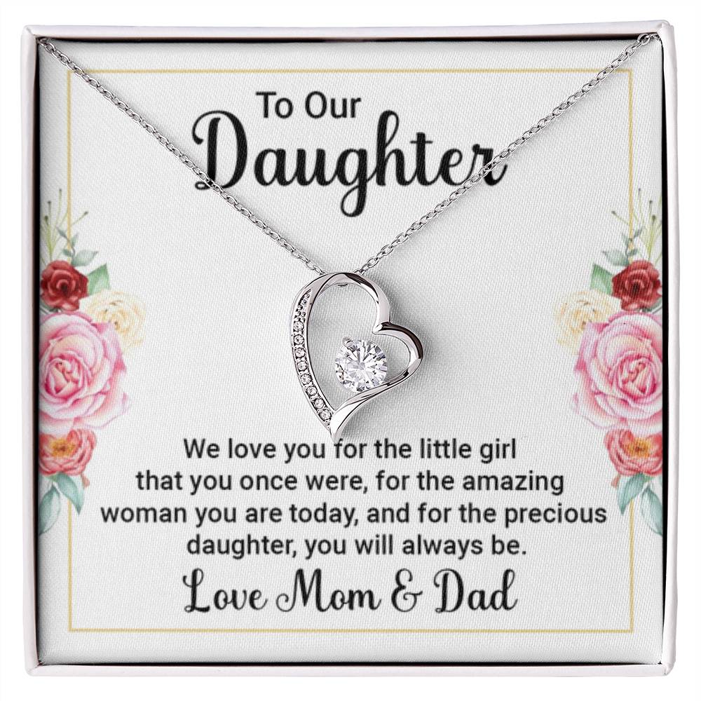 To Our Daughter Necklace – Daughter Graduation & Birthday Present from Mom and Dad – Forever Love Necklace - Personalize Memories