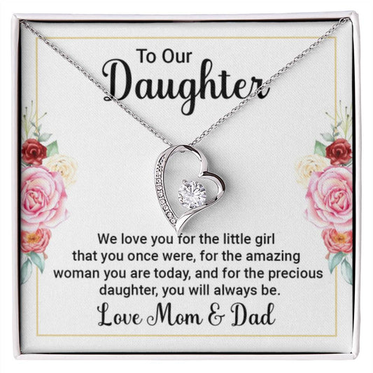 To Our Daughter Necklace – Daughter Graduation & Birthday Present from Mom and Dad – Forever Love Necklace - Personalize Memories