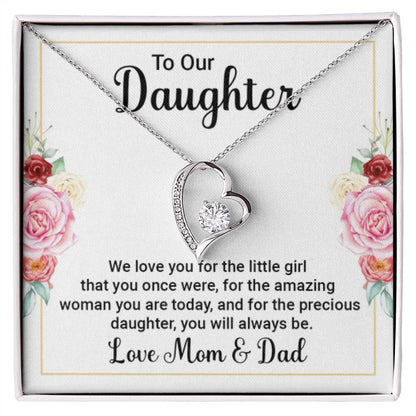 To Our Daughter Necklace – Daughter Graduation & Birthday Present from Mom and Dad – Forever Love Necklace - Personalize Memories